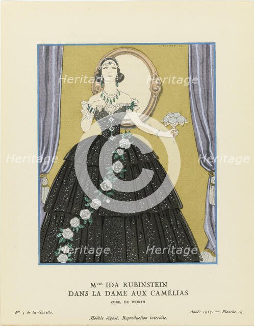 Mme Ida Rubinstein dans "La Dame aux Camélias", Gazette du Bon Ton , 1923. Creator: Barbier, George (1882-1932).