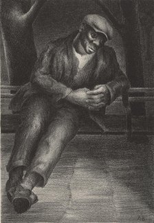 Man on Bench, ca.1935 - 1943. Creator: Barbara Burrage.