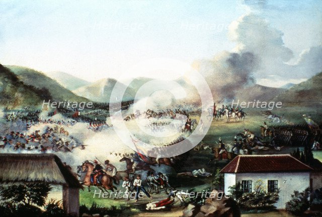 Representation in a painting of the Battle of Boyacá, which took place on August 7, 1819.