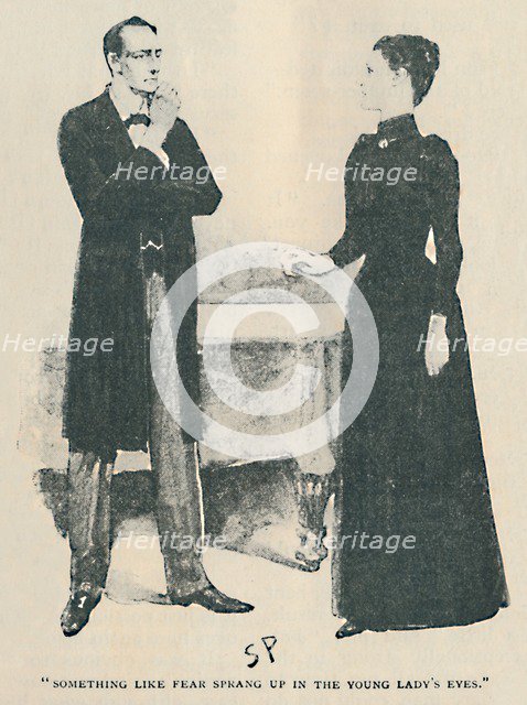 'Something Like Fear Sprang Up In The Young Ladys' Eyes', 1892. Artist: Sidney E Paget.