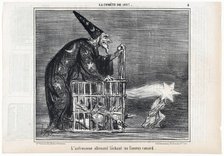 La Comète de 1857, L'astronome allemand lâchant un fameux canard, from  Le Charivari, pub. 1858.  Creator: Honoré Daumier (1808–1879 ).
