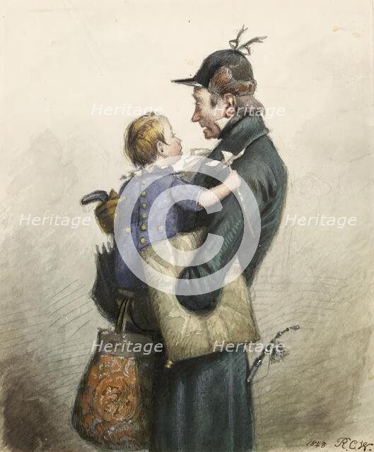 Man in Green Coat with Umbrella, 1848. Creator: Richard Caton Woodville.