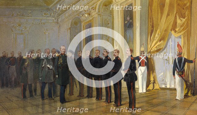 Siberian Cossacks in the Guard Presentation to the Emperor Nikolai Pavlovich at the..., 19th cent. Creator: Nikolay Nikolaevich Karazin.