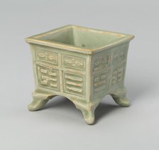 Square Jar with Archaistic "Trigrams" and Floral Scrolls, Yuan or Ming dynasty, c. 14th/16th century Creator: Unknown.