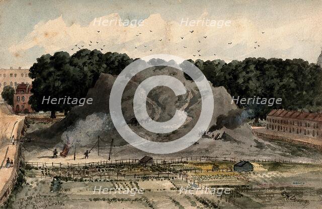 King's Cross, London: the Great Dust-Heap, next to Battle Bridge and the Smallpox Hospital, 1837. Creator: EH Dixon.