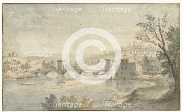 Italianate River Landscape with a Bridge, 1674-1736. Creator: Gaspar van Wittell.