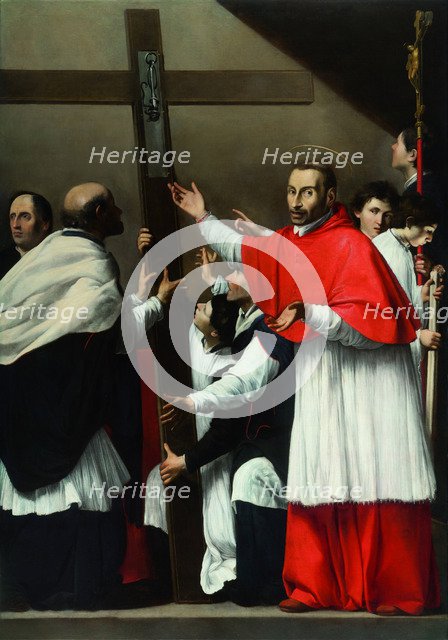 The Exaltation of the Holy Nail with Saint Charles Borromeo. Artist: Saraceni, Carlo (1579-1620)