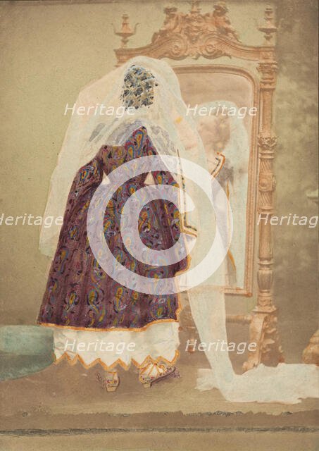 [La Comtesse in robe de piqué or as Judith (?)], 1860s. Creator: Pierre-Louis Pierson.