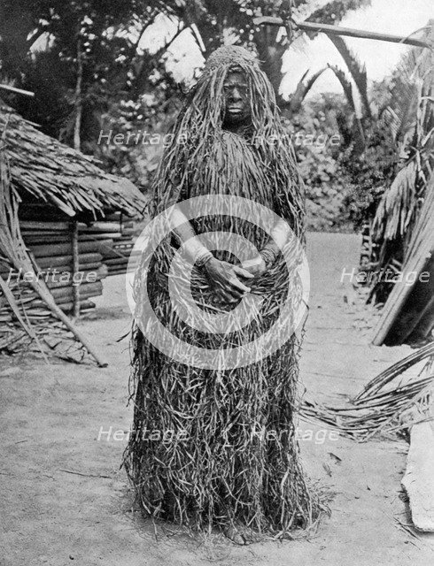 Woman wearing full mourning costume, Melanesia, 1920.Artist: Gunnar Landtman