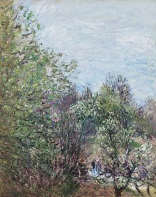Two figures at the edge of a wood, Veneux-Nadon, c1887. Creator: Sisley, Alfred (1839-1899).