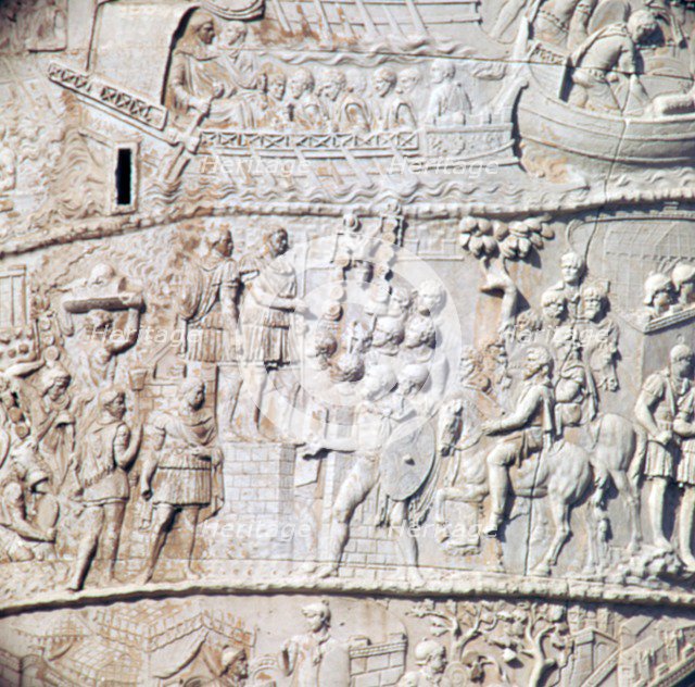 Detail of Trajan's column, showing surrender to the Romans, 2nd century. Artist: Unknown