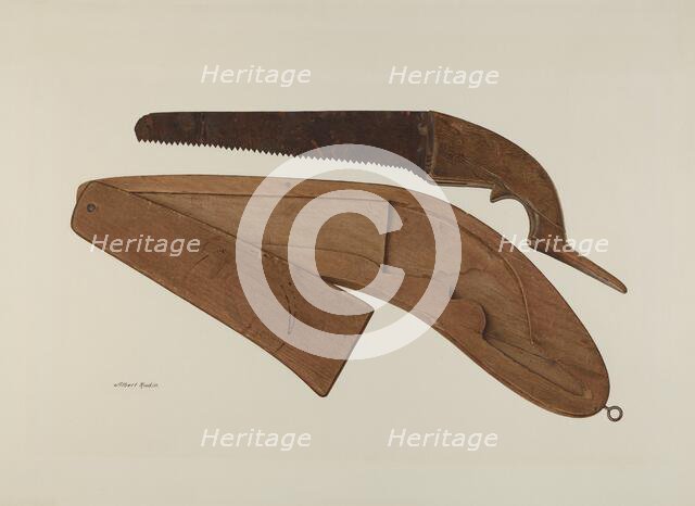 Saw and Case, c. 1940. Creator: Albert Rudin.