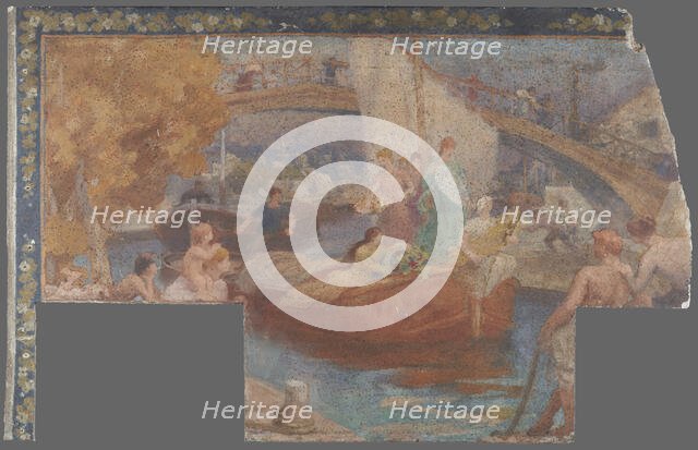 Esquisse pour la mairie du 10ème : Le canal Saint-Martin (fragments), c.1905. Creator: Paul Albert Baudouin.