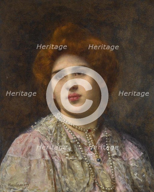 Portrait of the opera singer Félia Litvinne (1860-1936). Creator: Harlamov (Harlamoff), Alexei Alexeyevich (1840-1922).