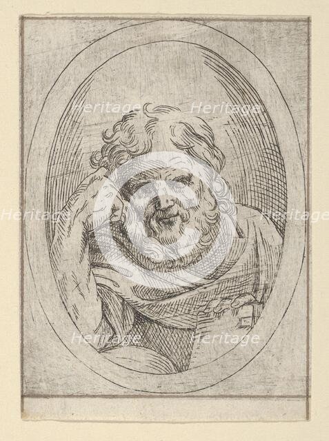 An apostle resting his head on his right hand and holding a book, in an oval frame, 1600-1640. Creator: Anon.