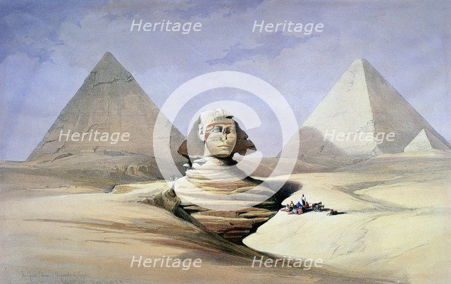 'The Great Sphinx and Pyramids at Giza', 1838-1839. Artist: David Roberts