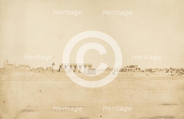 Vue générale des Ruines de Louxor, prise de l'Ouest (Thèbes), 1849-50. Creator: Maxime du Camp.