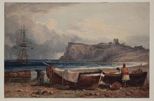Beach Scene with Fishing Boats, between 1803 and 1852. Creator: Samuel Prout.