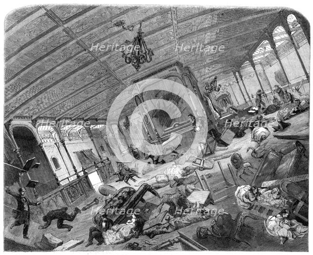 The Disaster to the Great Eastern: state of her Grand Saloon during the gale, 1861. Creator: Unknown.