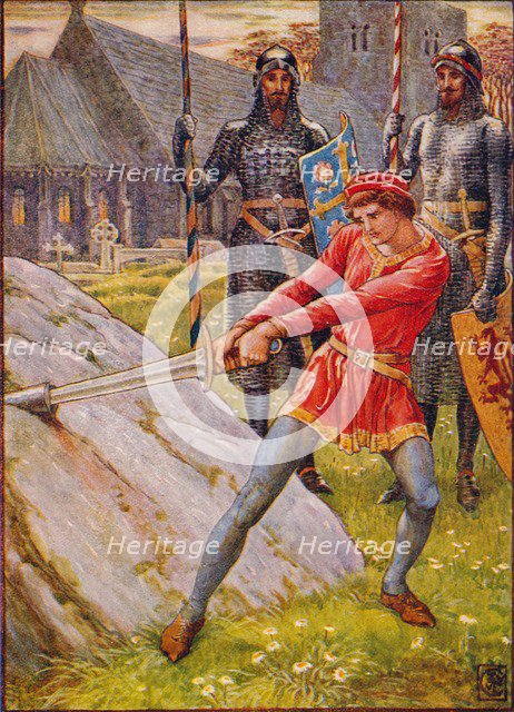 'Arthur Draws the Sword from the Stone', 1911.  Artist: Walter Crane.