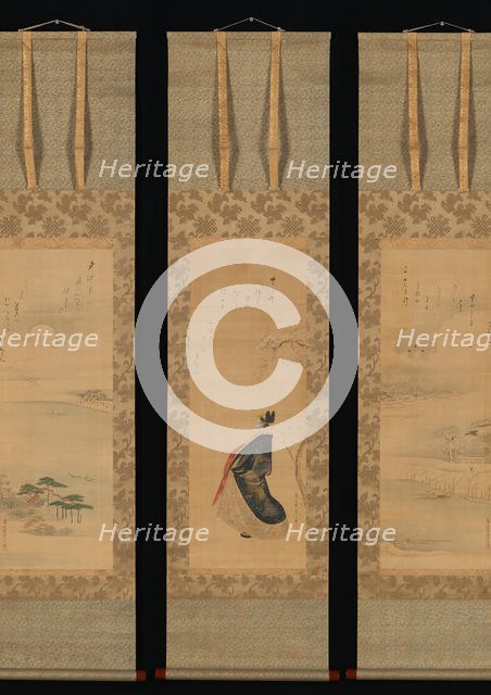 Snow, Moon, and Cherry Blossoms (Yoshiwara in Three Seasons), early 19th century. Creator: Hosoda Eishi.