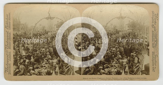 Girls of the Booker Washington School, Tuskegee, Ala. -- Mrs. McKinley in near carriage., 1899. Creators: Underwood & Underwood, Strohmeyer & Wyman.