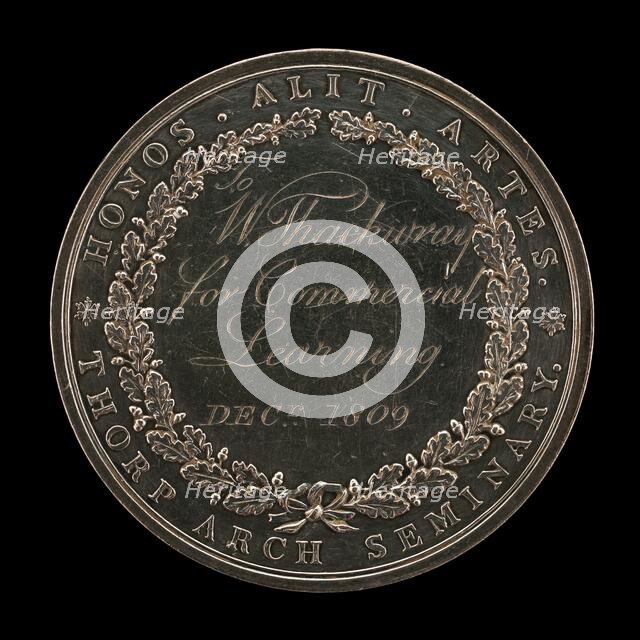 Thorp Seminary Award [reverse], c. 1800, inscribed 1809. Creator: Unknown.