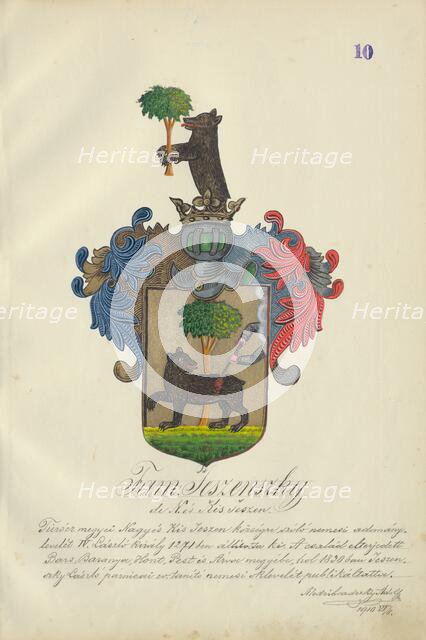 Coat of arms of the Jesenska family, 1904-1910. Creator: Adolf Medzihradsky.