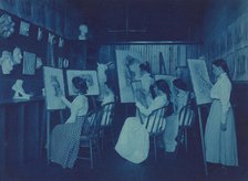 Eastern High School, Washington, D.C. - 6 girls in art class, drawing at easels, (1899?). Creator: Frances Benjamin Johnston.