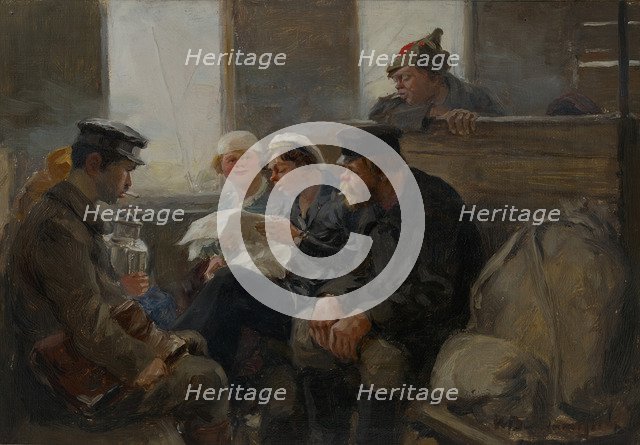 Group of Bolsheviks on a train, 1918-1923.