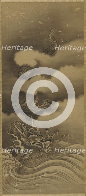 Dragon and waves, Edo period, 1615-1868. Creator: Unknown.