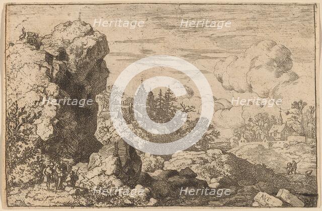 Three Travelers at the Foot of a High Rock, probably c. 1645/1656. Creator: Allart van Everdingen.