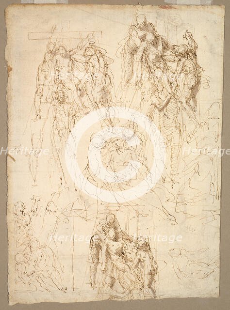 Studies for the Deposition, c.1555. Creator: Aurelio Luini.