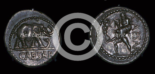 Roman coins of Julius Caesar, 1st century BC. Artist: Unknown