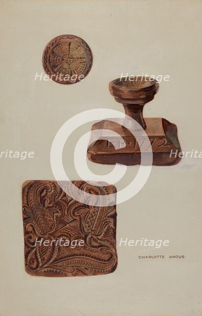 Textile Stamp, c. 1937. Creator: Charlotte Angus.