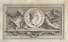 Medal with Portrait of Caligula in the 6th Book, from Tibère ou les six premi..., published in 1768. Creator: Augustin de Saint-Aubin.