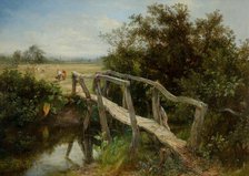 The Old Footbridge Over The River Cole At Yardley, 1890. Creator: Frederick Henry Henshaw.