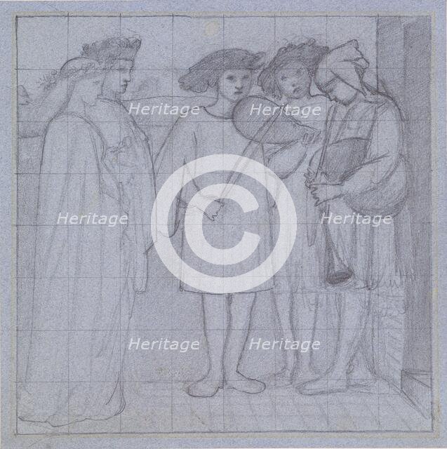 Mural Design - The Wedding Procession of Sir Degrevaunt, 1860. Creator: Sir Edward Coley Burne-Jones.