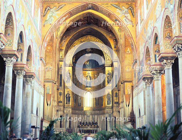 Cathedral interior with mosaics, Monreale, Sicily, Italy