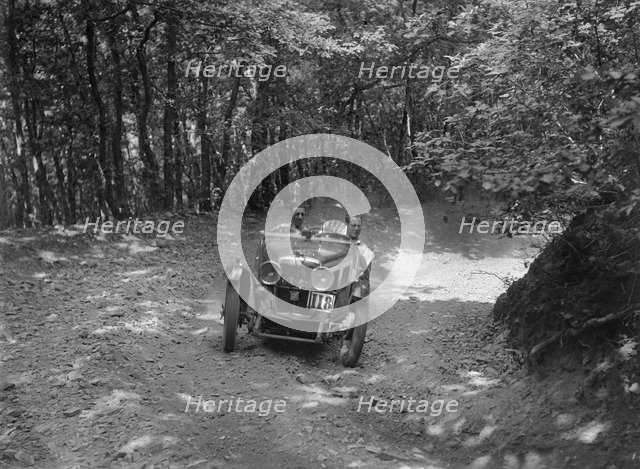 MG J2 competing in the B&HMC Brighton-Beer Trial, Fingle Bridge Hill, Devon, 1934. Artist: Bill Brunell.