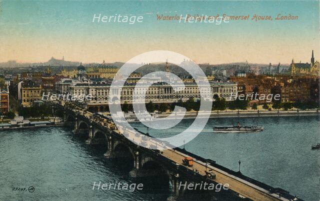 'Waterloo Bridge and Somerset House, London', c1910.  Creator: Unknown.