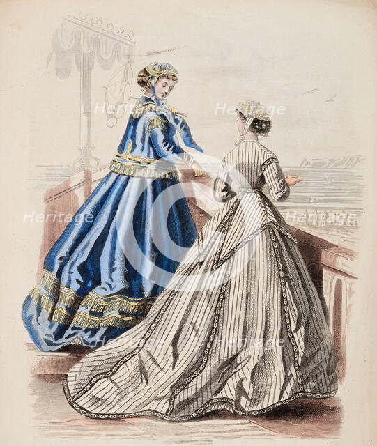 Fashion Plate - Petit Courrier des Dames 'Modes de Paris', 1866-67. Creator: Gilquin fils.