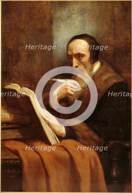 Portrait of John Calvin (1509-1564), 1858. Creator: Scheffer, Ary (1795-1858).