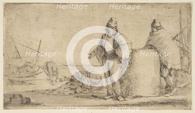 Two sailors with a bale of merchandise, ca. 1662. Creator: Stefano della Bella.