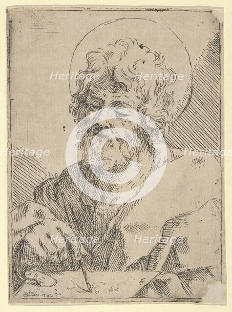 Saint Luke holding a paint brush and palette, after Reni (?), 1600-1650. Creator: Anon.