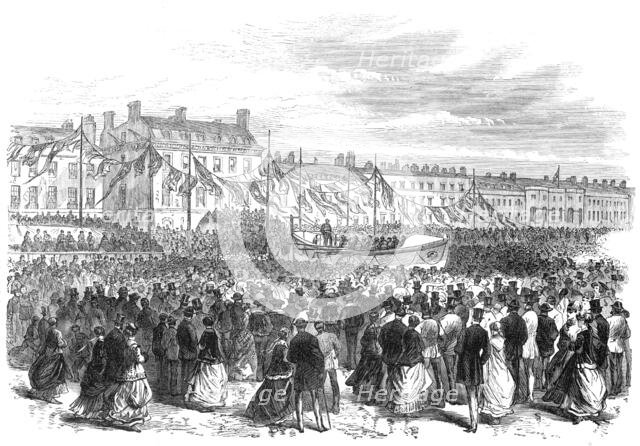 Launch of a life-boat at Weymouth, 1869. Creator: Unknown.
