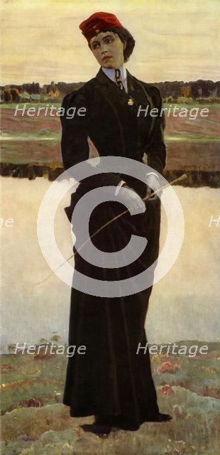 'Portrait of Olga Mikhailovna Nesterova-Shretera, the Artist's Daughter', c1906, (1965). Creator: Mikhail Nesterov.