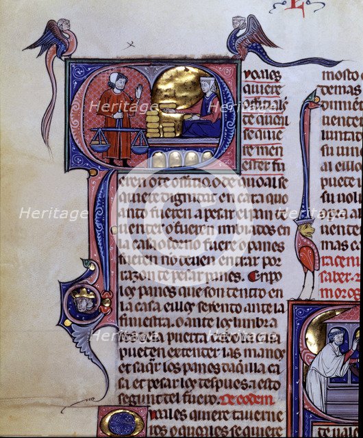 Detail of an illuminated page 'In dei exelsis Thesauris' called 'Vidal Mayor', on the Privileges …