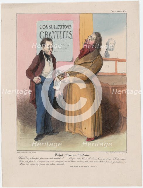 Plate 8: Robert Macaire Médecin, 1838.  Creator: Honore Daumier.