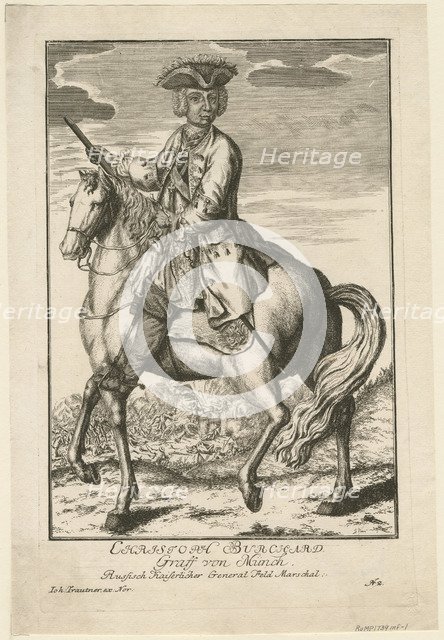 Portrait of Count Burkhard Christoph von Münnich (1683-1767), 1739. Artist: Trautner, August Johann, the Elder (active 18th century)